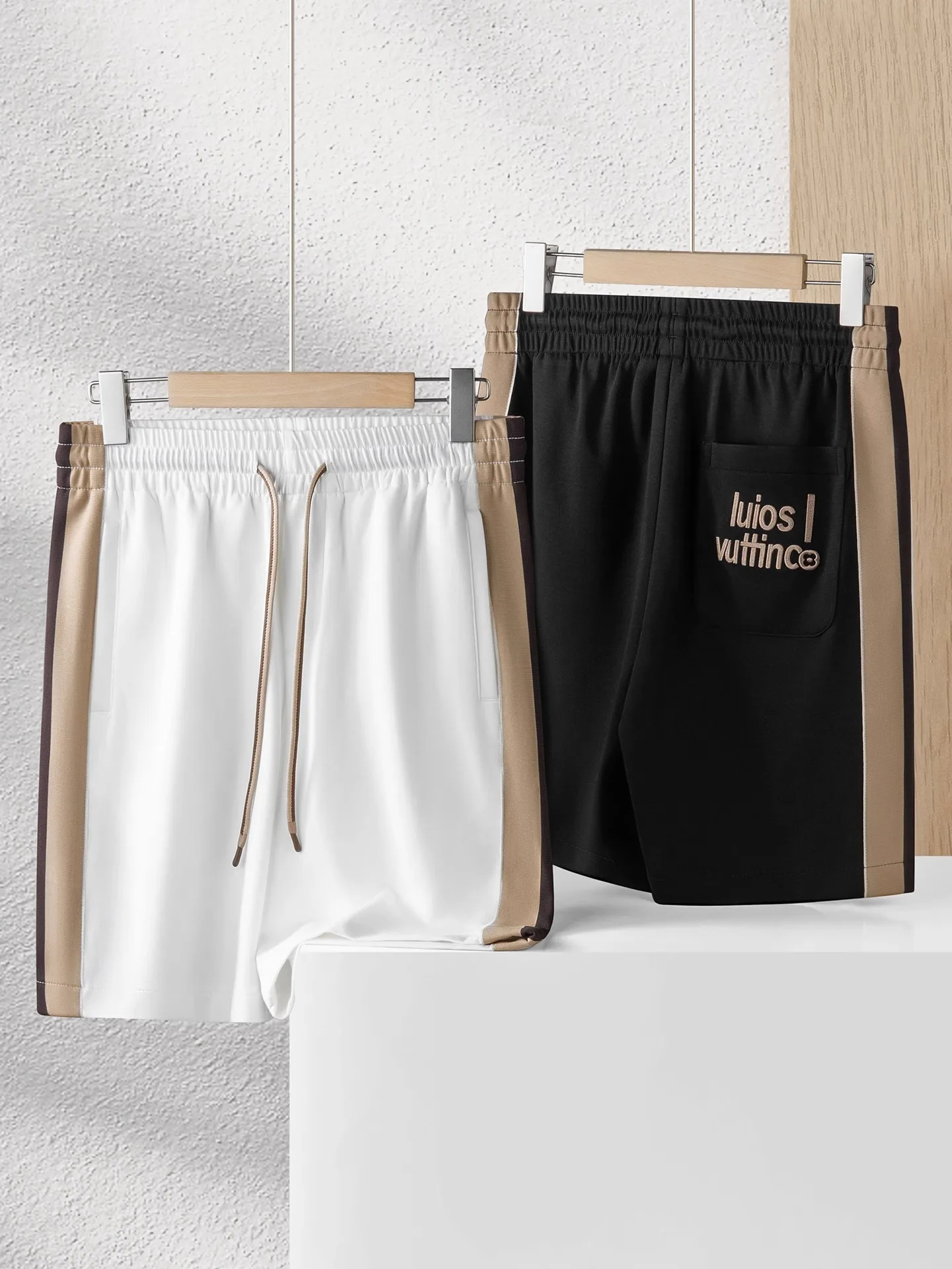 

JSBD summer fashion contrasting color Modal cotton capri pants Men's drawstring elastic sportswear casual shorts