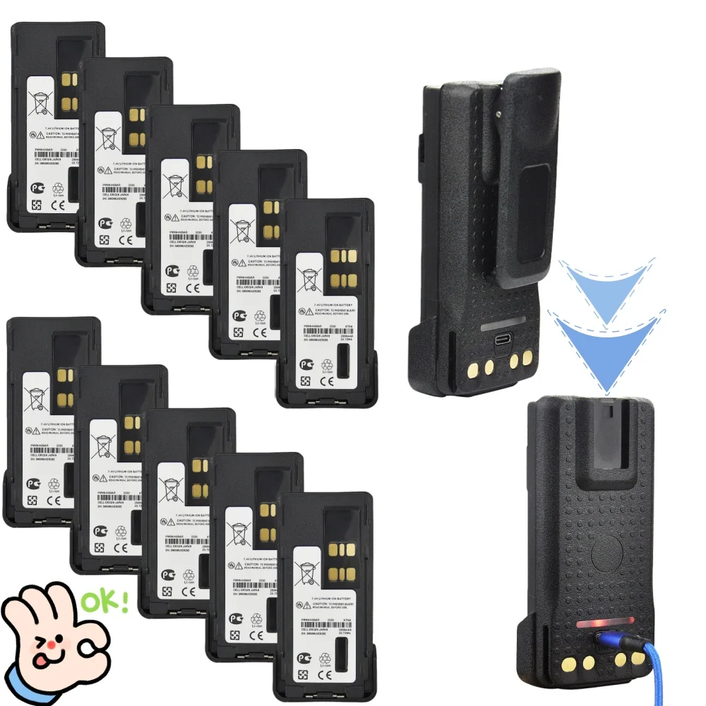 10PCS PMNN4409BR Batteria ricaricabile USB per Motorola XPR3300 XPR3500 XiR P8608 GP328D DGP5050 APX 1000 DP2400 DP4600 Radio