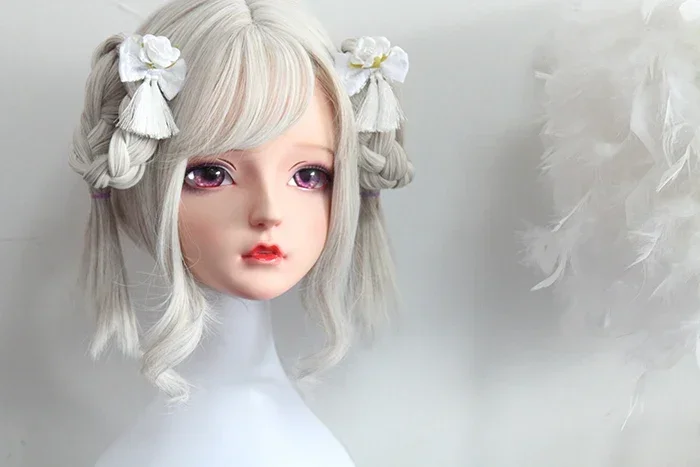 (Dollkii 03) أنثى فتاة راتينج السيليكا تأثيري BJD الصليب خلع الملابس Kigurumi قناع رأس أنيمي دور اللعب حفلة كروسدرسر دمية قناع