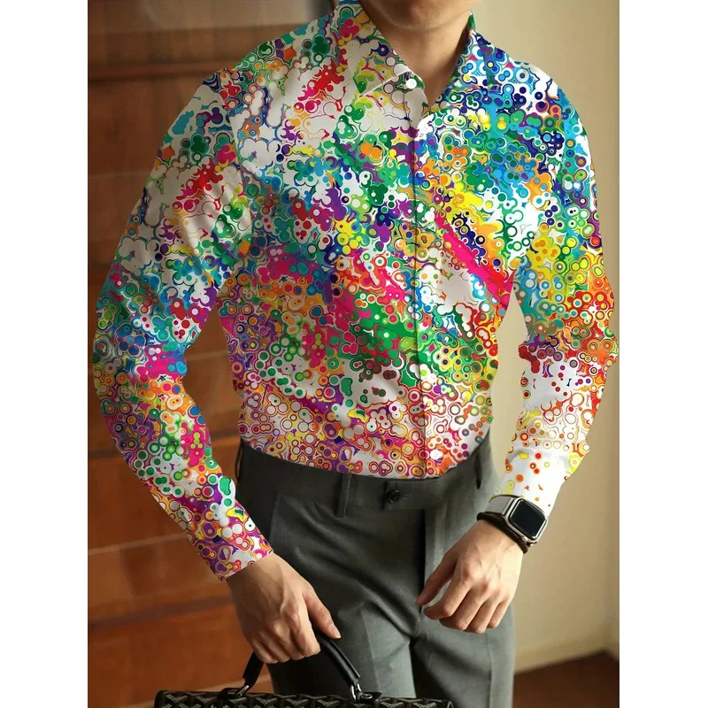 

Spring Autumn Men's Casual Long Sleeve Shirts Colorful Various Patterns 2026