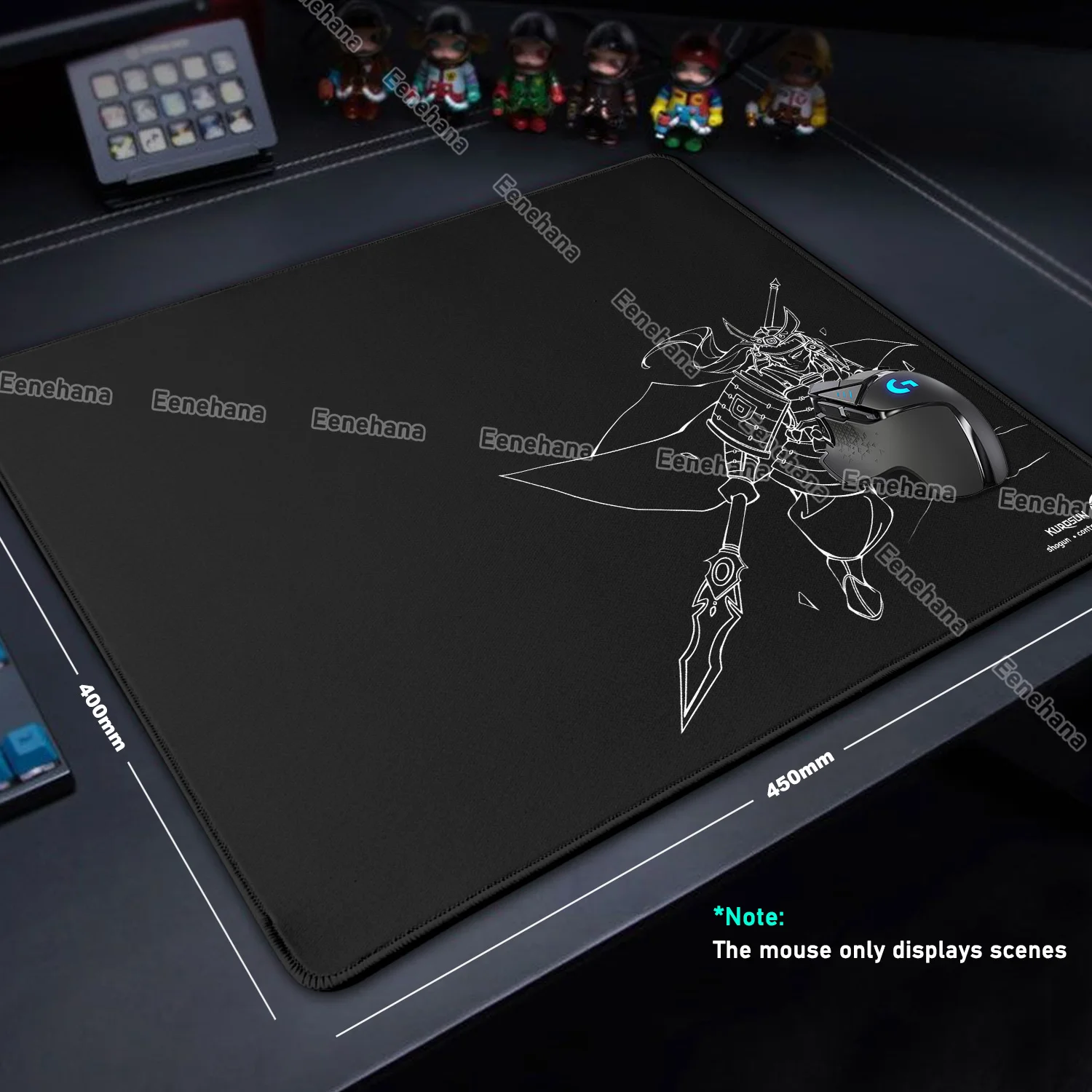 Black Kurosun Shogun Samurai Mouse Pad Waterproof Fabric 45x40cm Gamer Accessories Esports Ultrafine Surface Non-slip Table Mat