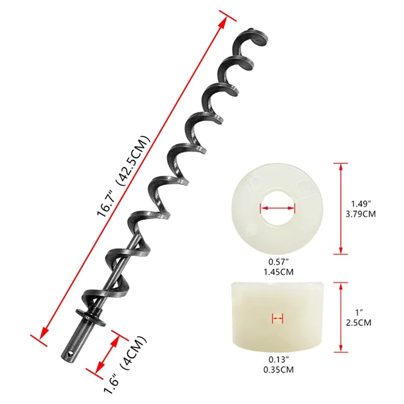A53TT 43Cm Iron Feeding Screw with Bushing for Feeding of Outdoor Wood Pellet Oven Short Igniter Auger Screw Accessories