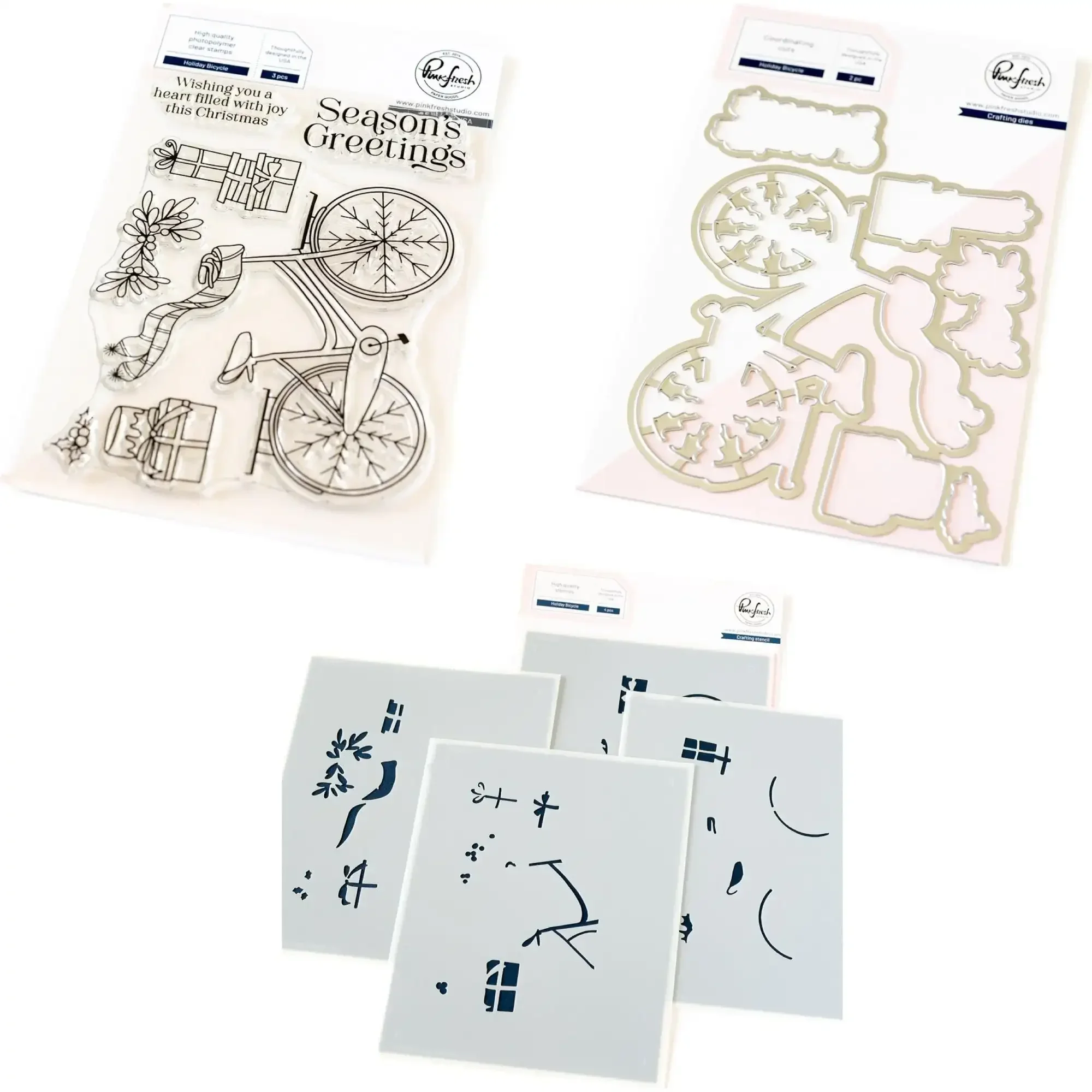 Holiday Bicycle Clear Stamps Metal Cutting Dies Stencil DIY Scrapbook Craft Decoration Template Supplies Greeting Card Handmade