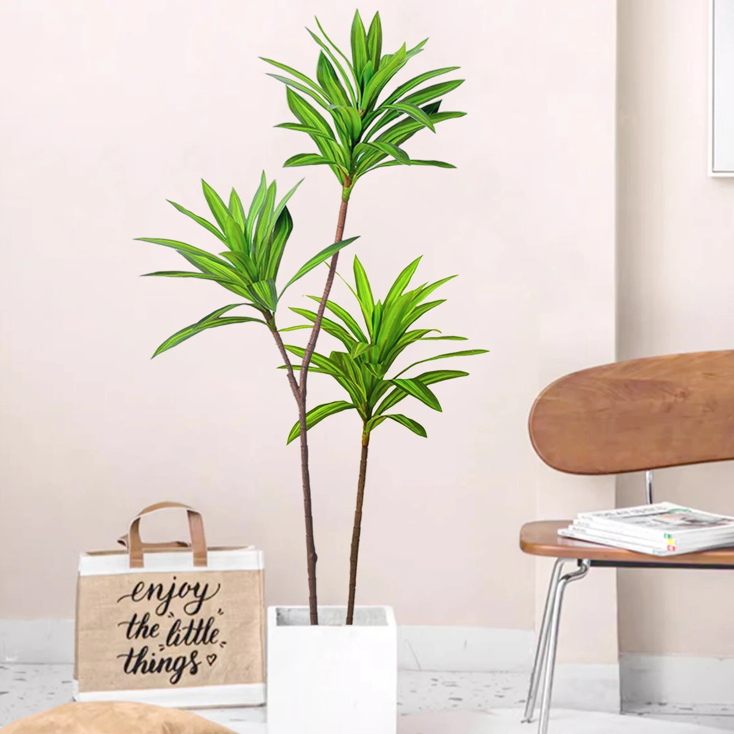 66-98cm Artificial Palm Tree Plastic Bamboo Branch Tropical Potted Plants Fake Grass For Home Desktop Plant Wall Decoration