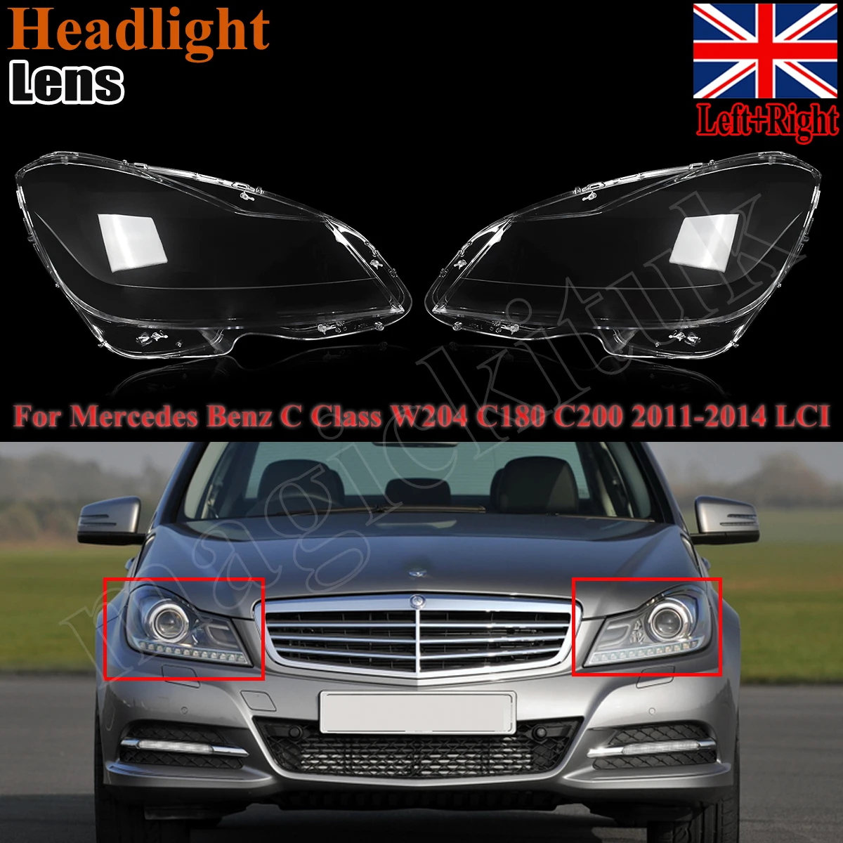 SAIQINGSP 1 Pair Headlight Lens Cover For Mercedes Benz C Class W204 2011-2015 Car Accessories Tools Clear