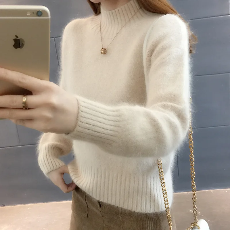 

Thi ort Knitted Sweater Women's f High Collar Autumn Winter Faion Street Sle Regular Sve Long Sve Slim Fit