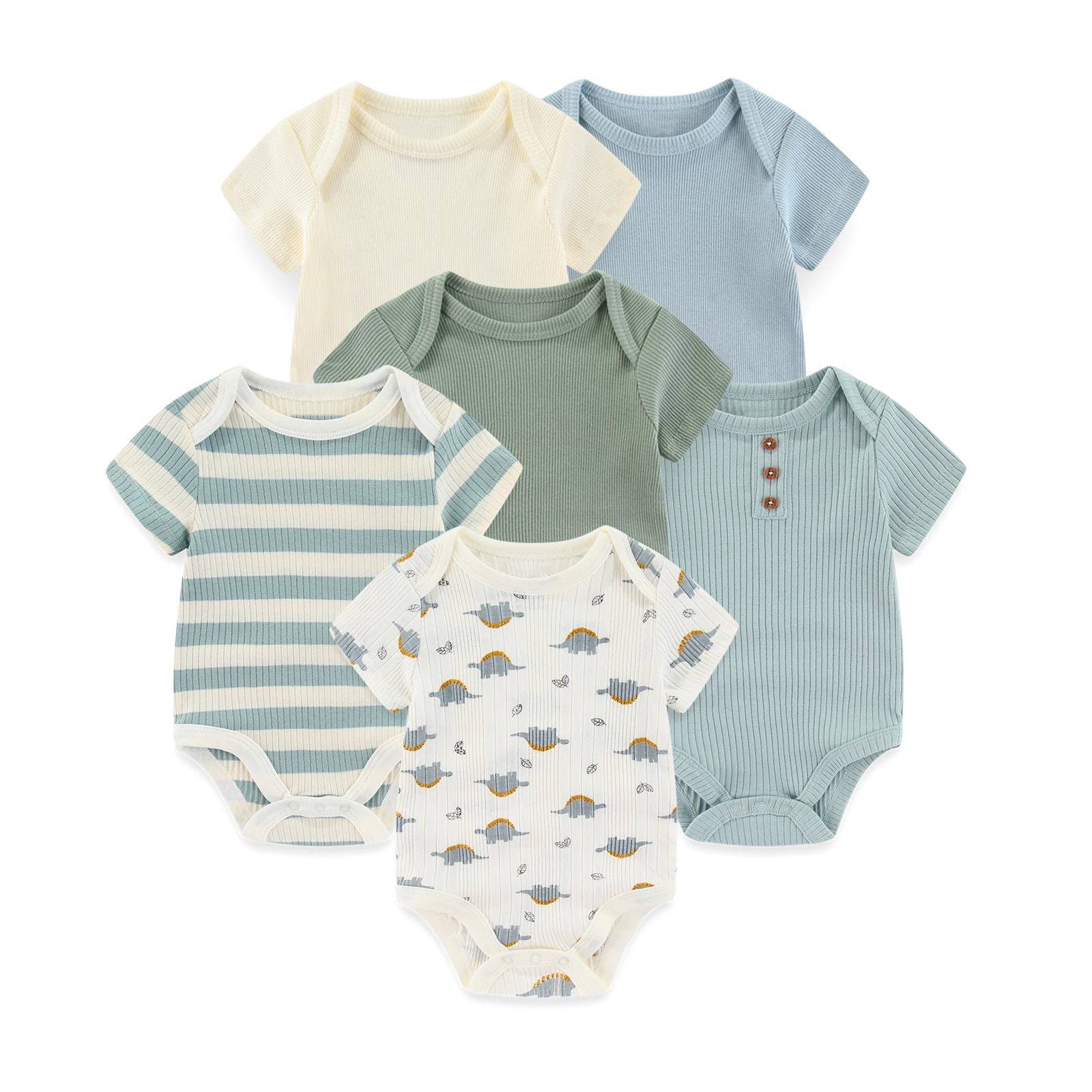 

6-Pack Baby Cute Bodysuits Cotton Soft Newborn Boy Girl Onesies Short Sleeve Cartoon Infant Clothes