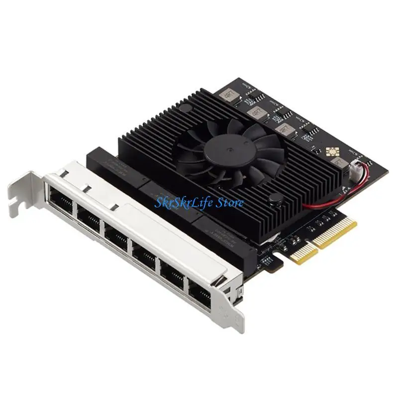 E65E PCIE 2.5 Tarjeta red Gigabit RTL8125B 6 Puerto RJ45 Desktop red LAN