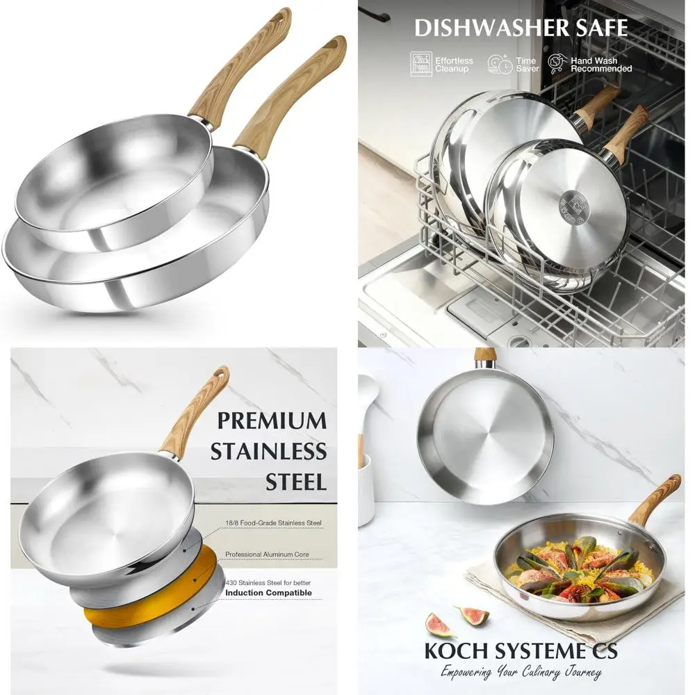 

Stainless Steel Cookware Set with Heat-Resistant Handles, Induction Compatible, 18/10 Grade, Triple Layer Base for Even Heat Dis