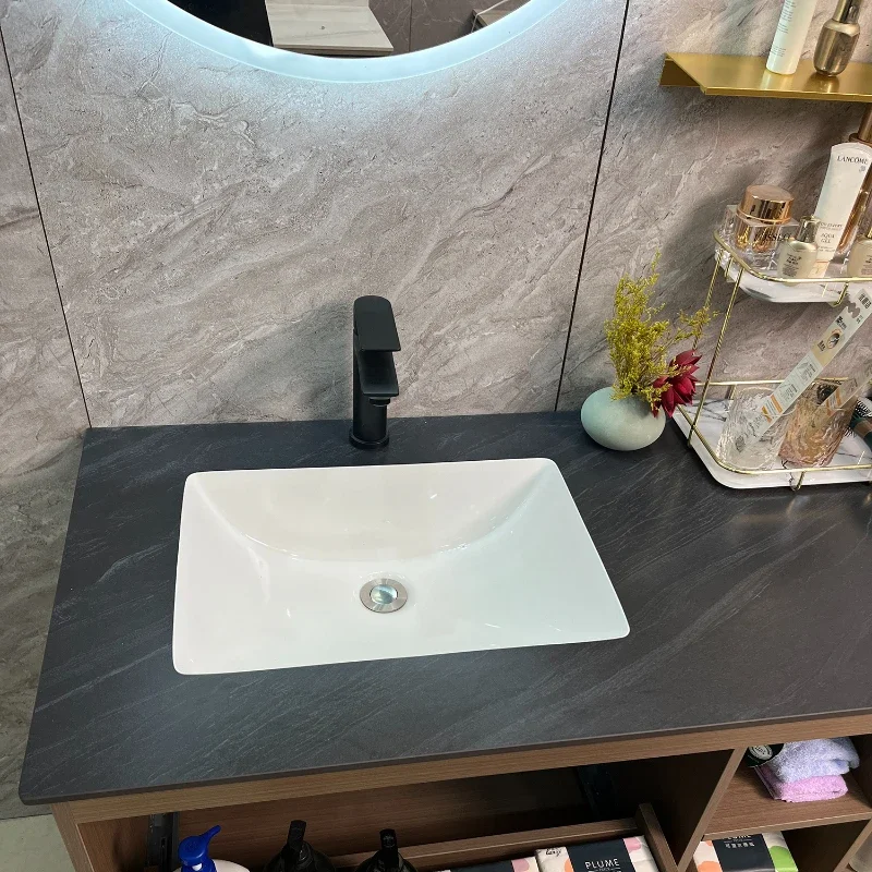 

Rock slab bathroom cabinet seamless ceramic integrated basin washstand hand washbasin cabinet combined bathroom cabinet