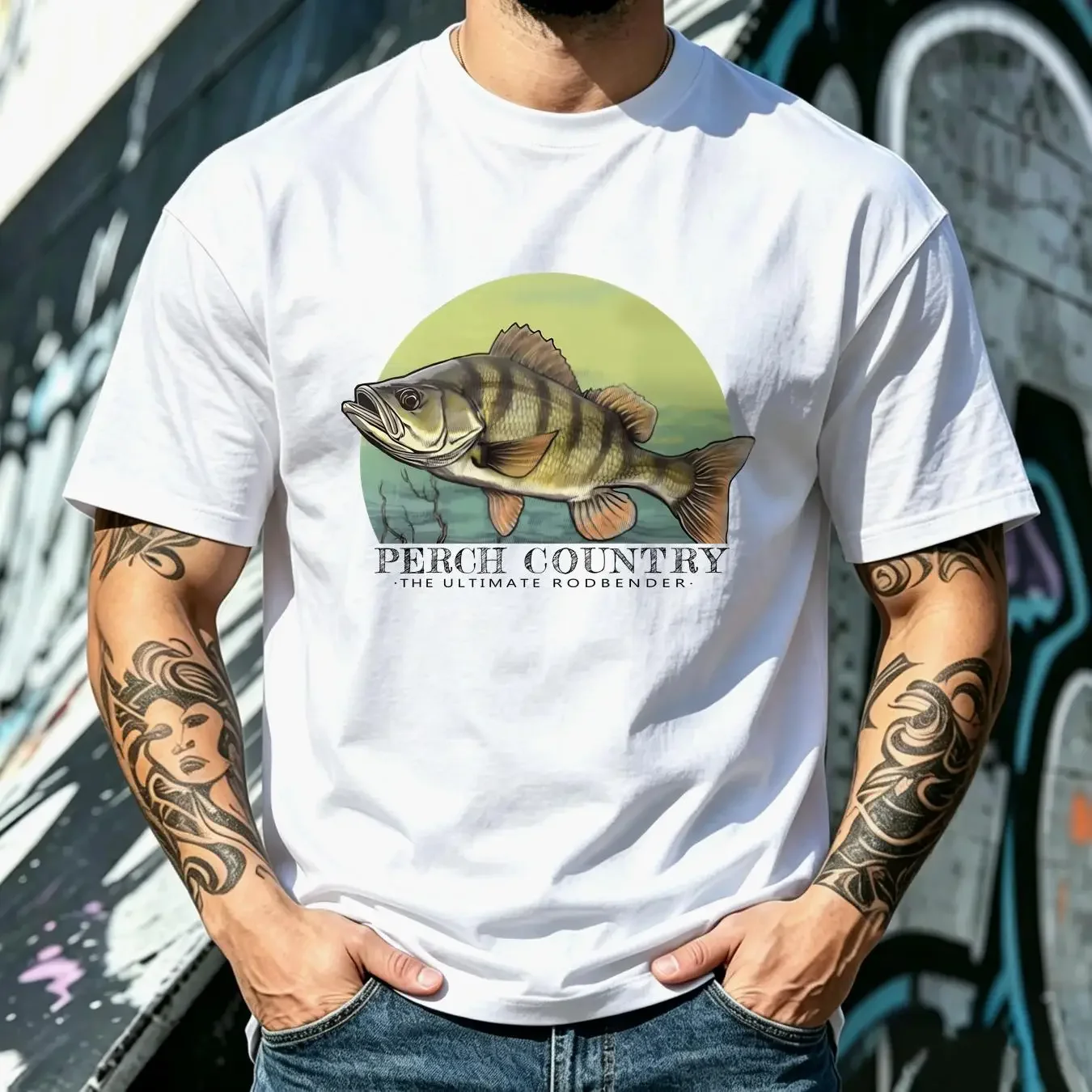 washed T Shirt Perch Fishing Pike Catfish Trout Fisherman Angling Zander vintage Washed Slightly Versatile Breathable Soft