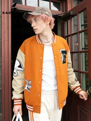 Men's Varsity Jacket Faux Leather Sleeve Lightweight Vintage Baseball Uniform Vintage Streetswear Cute Embroidery Patchwork Coat
