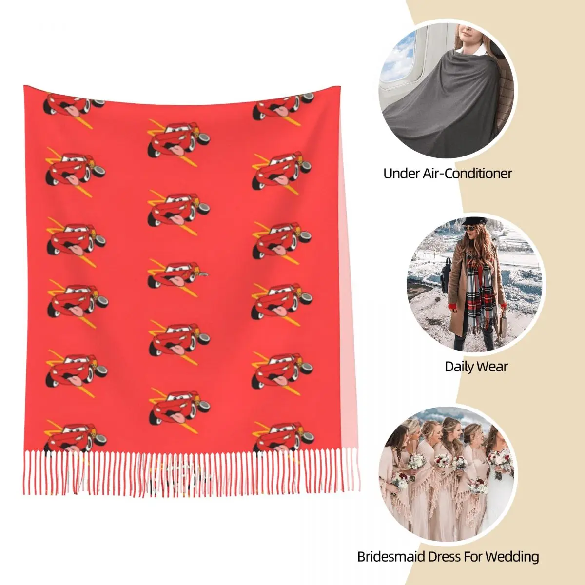 Lightning Mcqueen Sjaals Wraps Dames Winter Warm Grote Zachte Sjaal Halsdoek Sjaal Sjaals