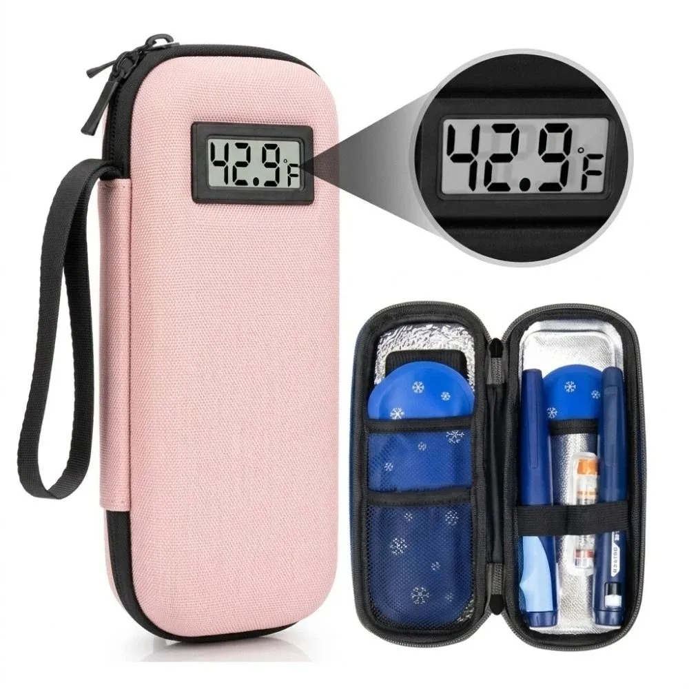 Waterproof Insulin Vial Cooling Bag Thermometer Display Thermal Insulated Insulin Cooling Storage Case Dust-Proof Wear-resistant