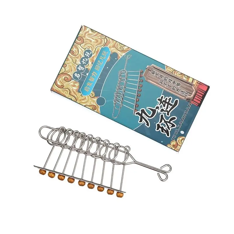 Nine-link set, ontgrendel de ring, intelligentiegesp Luban-slot, decompressie voor kinderen, educatief speelgoed voor volwassenen, Kongming-slot,
