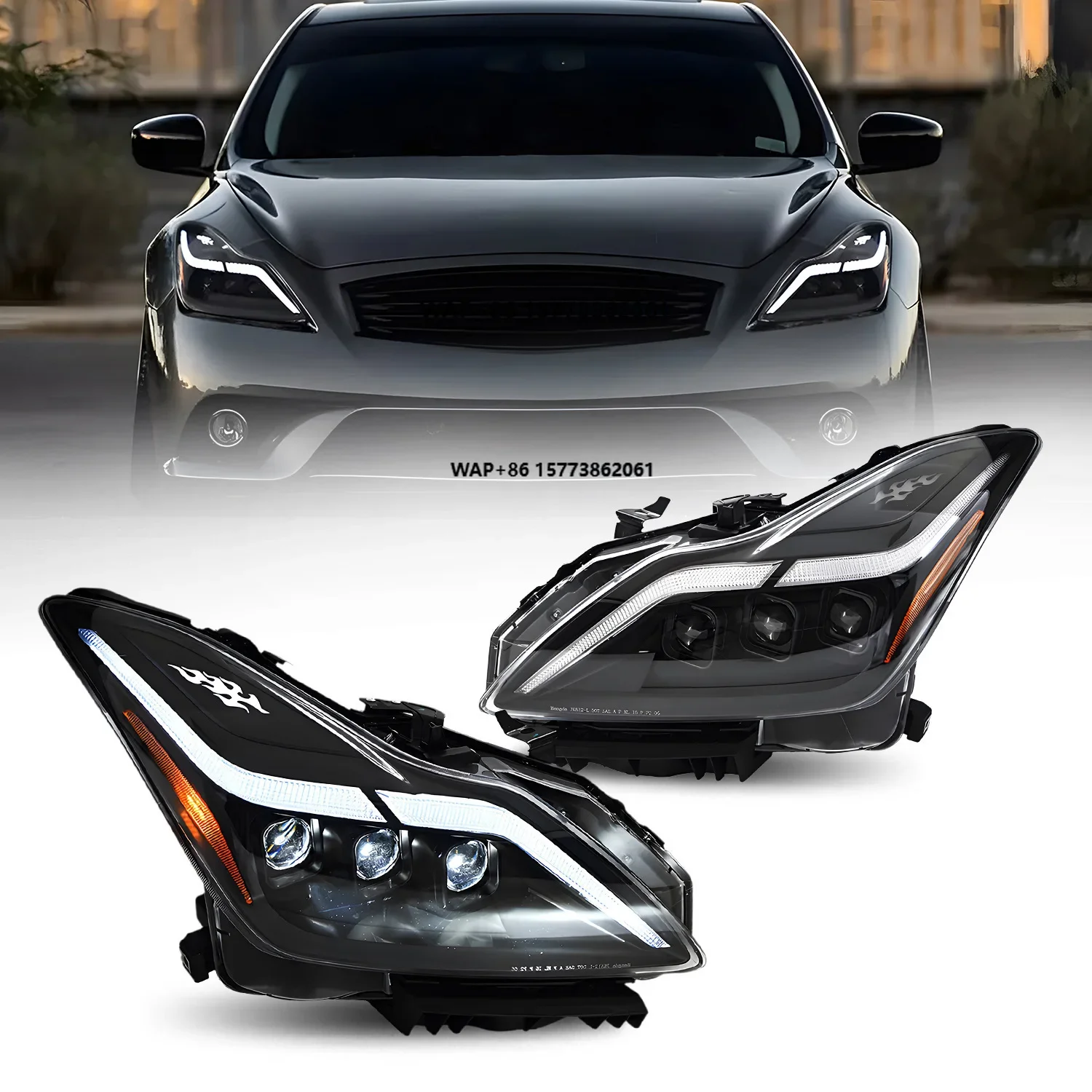 

1 Unit LED Front Lights for Infiniti G37 2008-2013 DRL Animation Q60 Coupe Convertible 2014-2015 Car Head Lamps Assembly