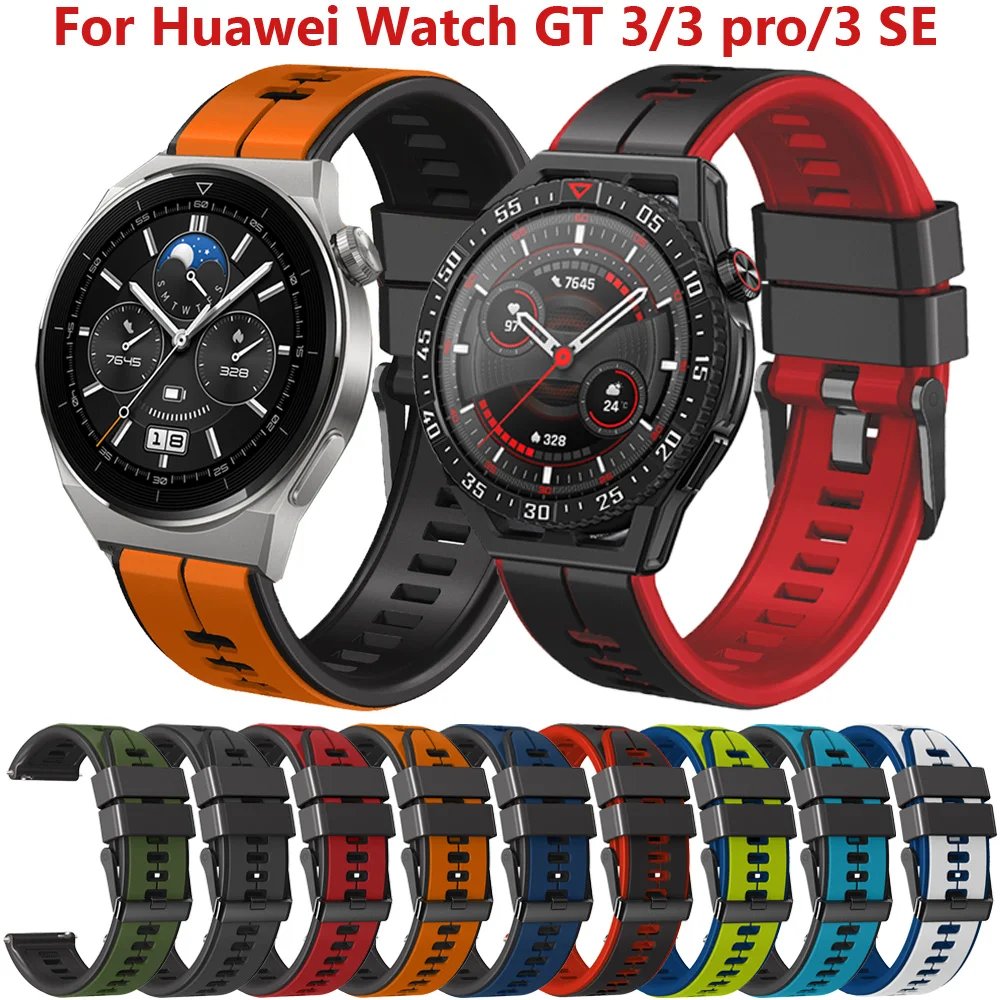 22mm Silicone Band For Huawei Watch GT3 GT2 Pro 46mm Strap Belt For HUAWEI WATCH GT 2/3/4 Pro 46mm GT 3 SE Watchband Bracelet