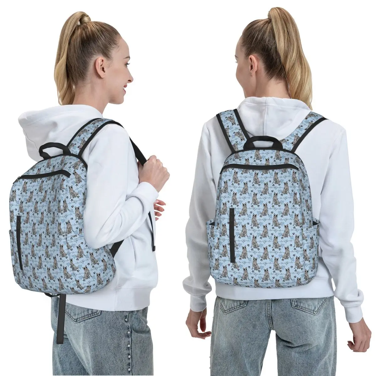 LOVE Blue Heeler Australian Cattle Dog 1 Backpack Daypack Large Capacity Kids BookBag School Bag Shoulder Bags for Men Women