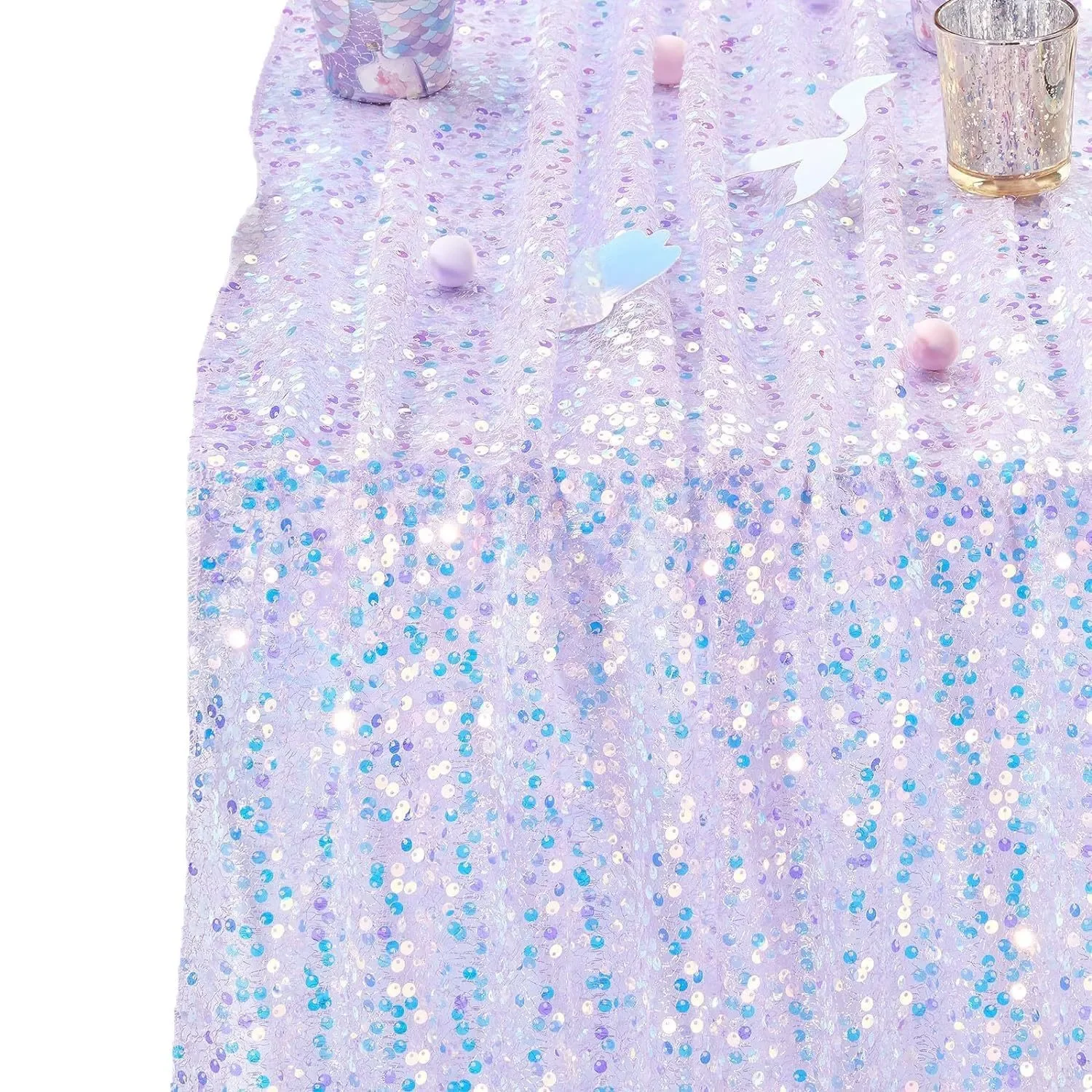 مفرش طاولة للحفلات بطابع حورية البحر اللامعة، الشركة المصنعة لمهرجان أعياد الميلاد وحفلات الزفاف ومسار الطاولة