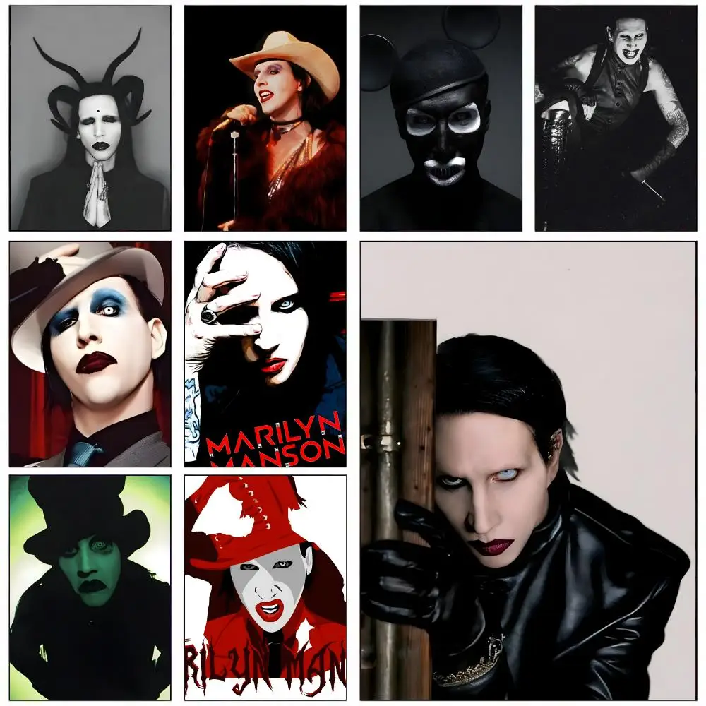 Shock Rock M-marilyn M-manson Poster HD art sticky wall waterproof home living room bedroom bar aesthetic decoration