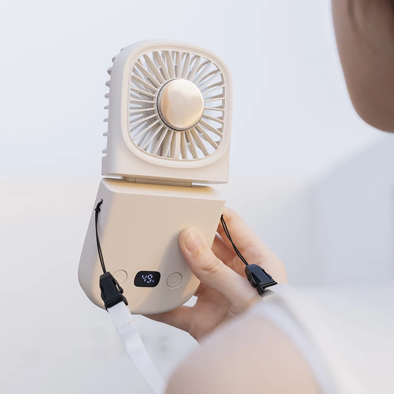 

Mini Portable Fan Foldable Refrigeration USB Rechargable Desktop Fans Phone Holder Hang Neck Fan For Office Outdoor Dropshipping