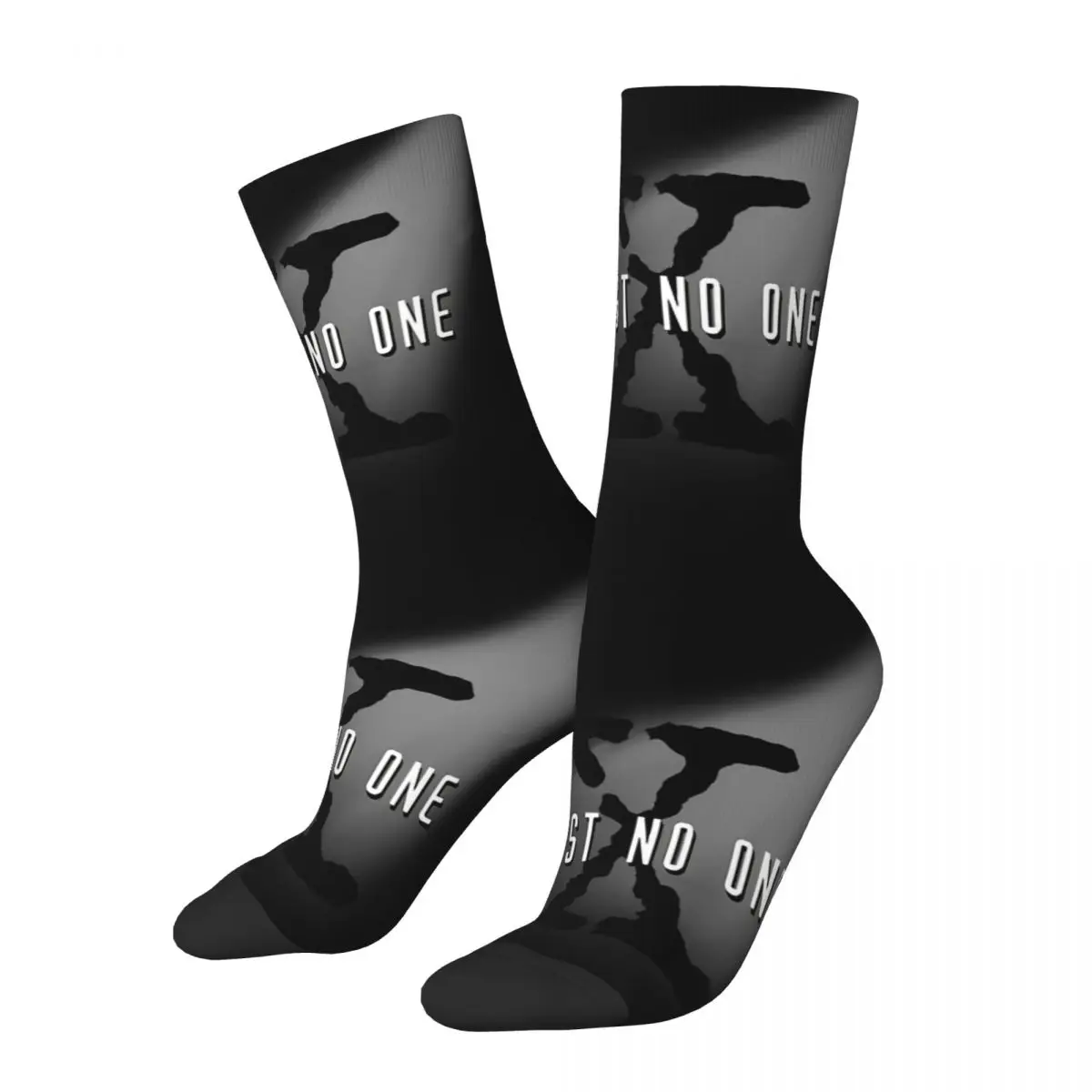 

Funny Happy Men's compression Socks Trust No One Retro Harajuku The X Files TV Hip Hop Novelty Pattern Crew Crazy Sock