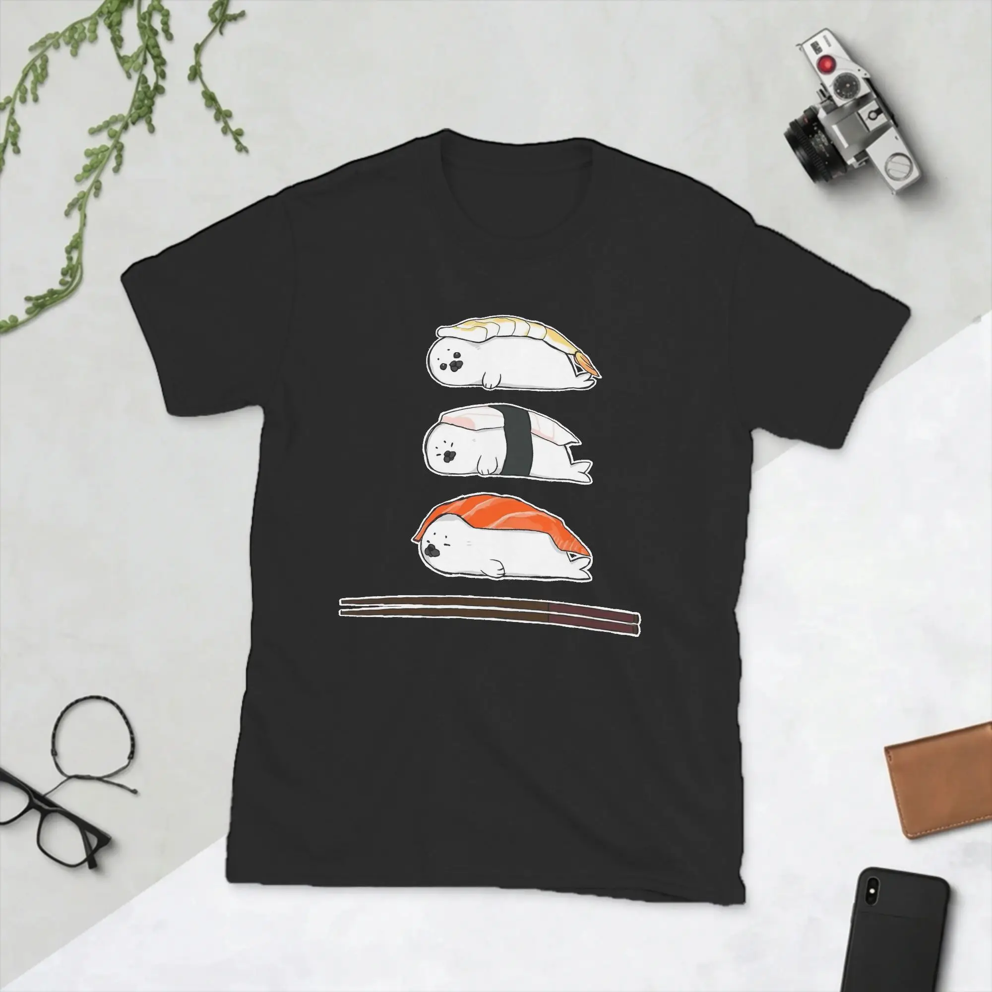 Nigiri Baby Harp Seals Sushi T-Shirts Men  Funny Cotton Tees Round Collar Short Sleeve T Shirts Plus Size Clothes