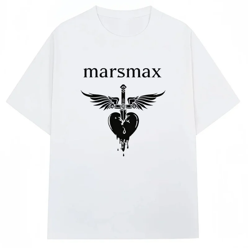 MarsMax Y2K Gothic Dark Aesthetic T Shirt 100% Cotton  Wing Sword Dripping Broken Heart Graphic Oversized Tee Grunge Punk