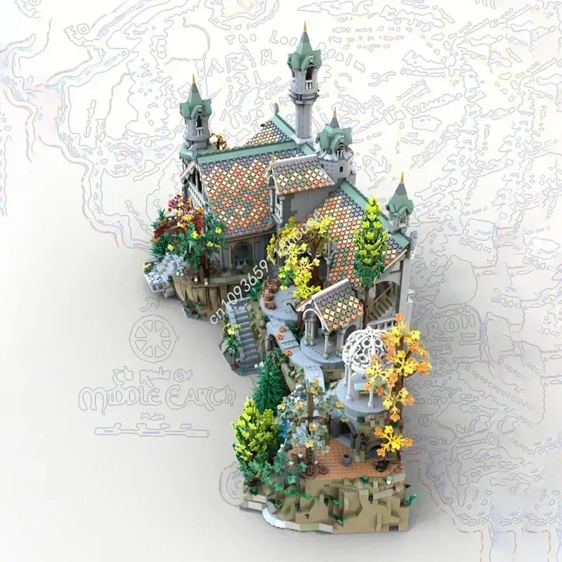 Rivendell Uitbreiding Huis En Bergbasis Architectuur Moc Bouwstenen Model Assemblage Speelgoed Kinderen Festival Kerstcadeaus