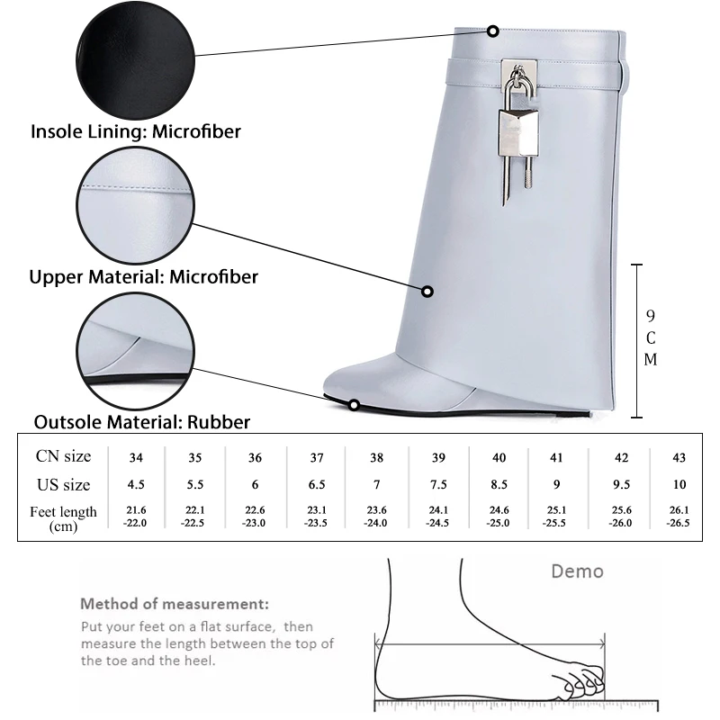 GMQM Genuine Leather Fashion Women\'s Mid-Calf Boots Platform Wedges Shark Lock Luxury Shoes Short Boots High Heels Pointed Toe