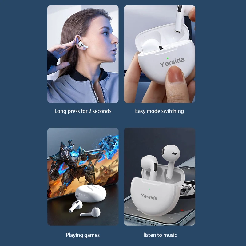 Yersida HT38 TWS Earphone Wireless Bluetooth HeadphonesTouch Mini Headset Dual Mic Stereo Earbuds Suitable for Apple And Android image 6