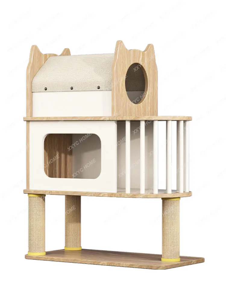 Cat Climbing Frame Cat Nest Cat Tree Integrated Jumping Platform Large Cat Climber Villa Stable Young Scratching Pole Cat Tower