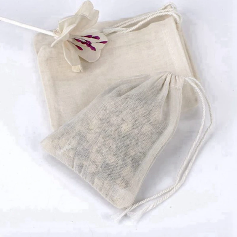 150 Pieces Drawstring Cotton Bags Muslin Bags,Tea Brew Bags (4 X 3 Inches)
