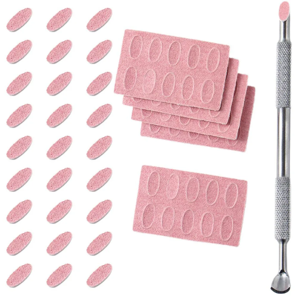 1 Juego de empujador de cutícula de uñas de doble extremo 50 piezas # Hojas de papel de lija de grano 180, herramienta de pretratamiento de uñas de repuesto reemplazable autoadhesiva