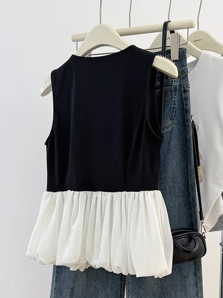 เสื้อกล้ามสายเดี่ยวทรงวี คอวี ลายดอกไม้ สำหรับผู้หญิง ไซส์ใหญ่ ใส่สบาย สไตล์ลำลอง แฟชั่นฤดูร้อน