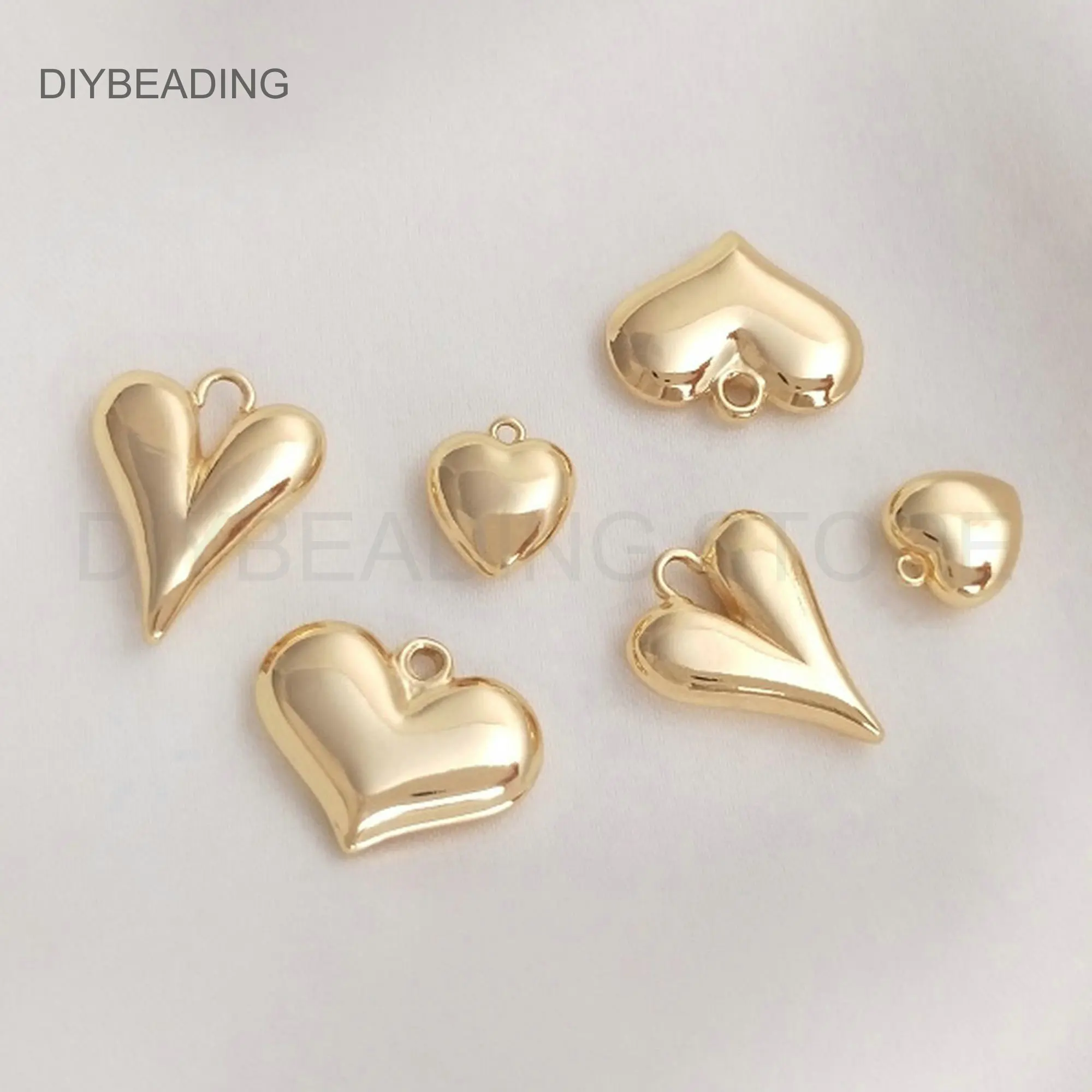 

Heart Pendant Bulk Wholesale 14K Gold Plated Brass Plain Heart Shape Charms Finding for Jewelry Valentine's Day Gift for Her