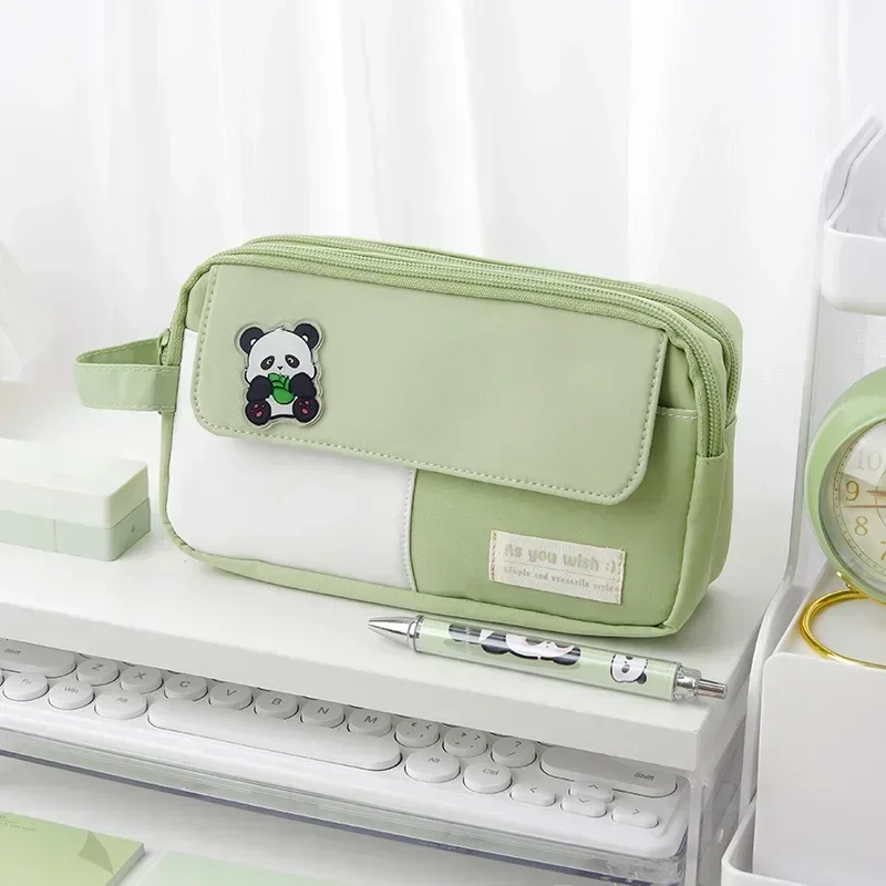 1 Piece Student Pencil Case for Boy Girl Simplicity Solid Color Series Pencil Bag Canvas High Capacity Staionery Storage Bag