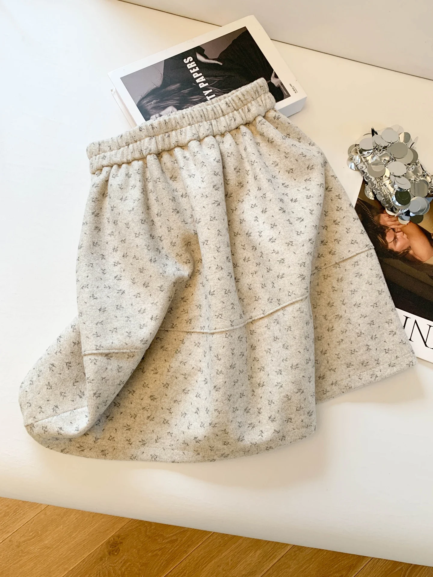 

Floral Print A-Line Midi Skirt Thiened Winter Women's f-length Umbrella Skirt Commute Korean Sle High Waist ort Sve