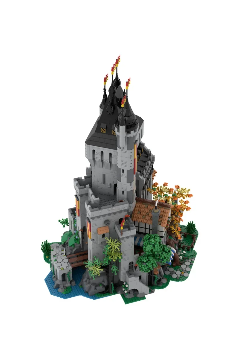 Gobricks MOC Medievale The Lion Knights High Tower Building Blocks Modello Castello Medievale Architettura Mattoni Assemblaggio Giocattoli Regali