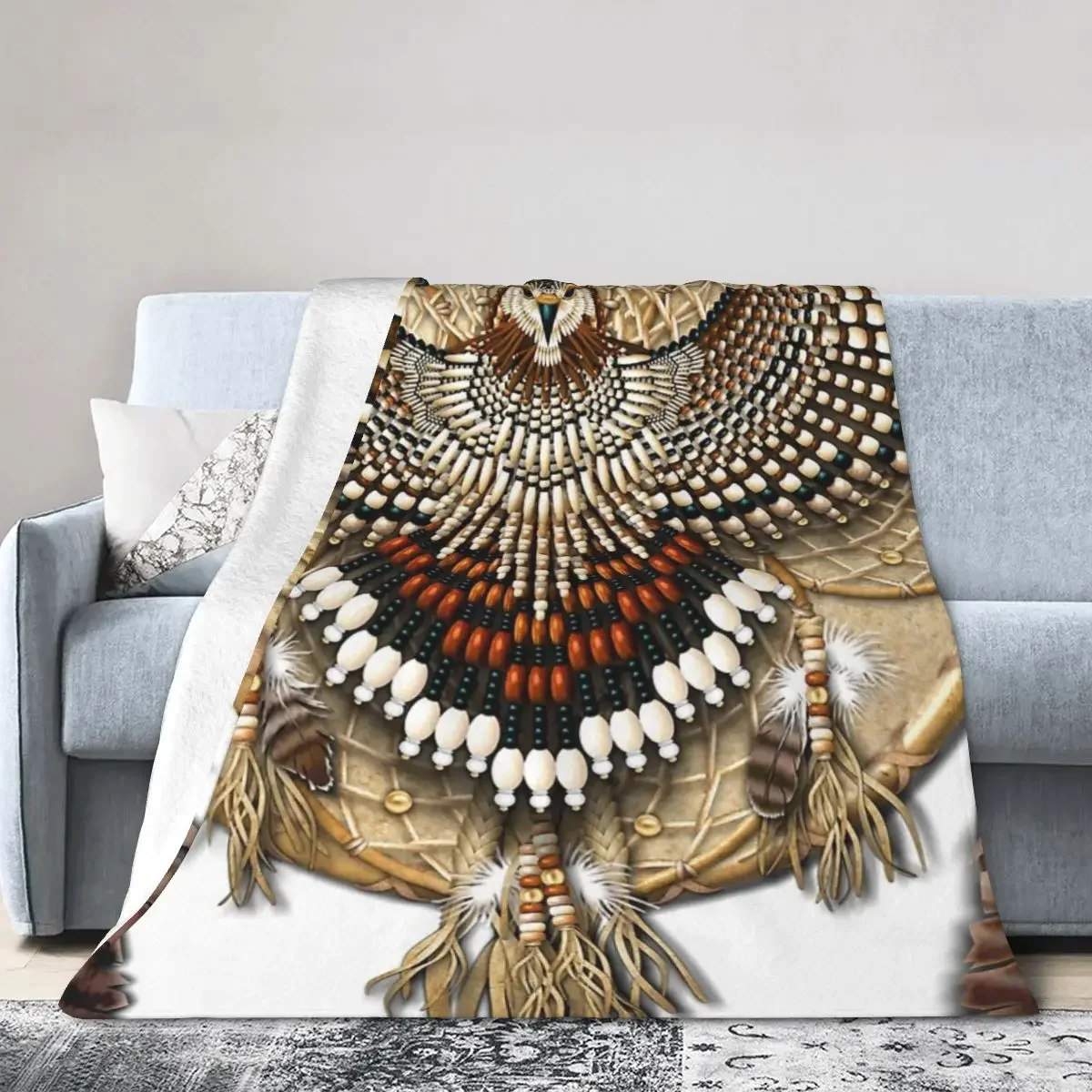 

Throw Blanket Red-Tail Hawk Dreamcatcher Mandala Blankets Soft Bedding Warm Plush Blanket for Bed Living room Picnic Travel Home