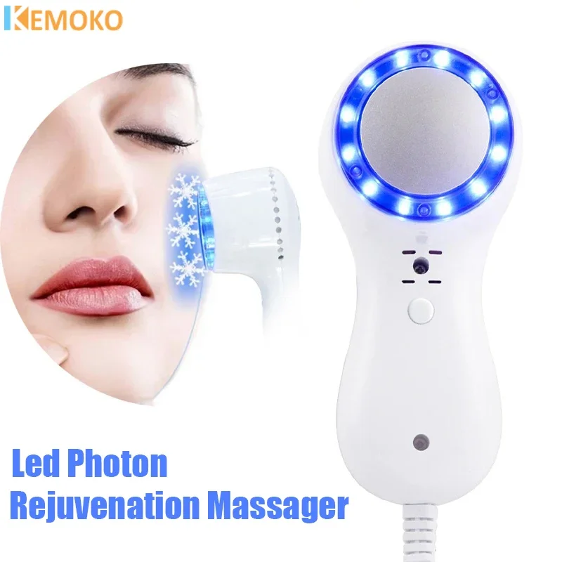 Skin Cooling Cold Hammer Machine Cold Compress Blue Photon Skincooler Facial Reduce Swelling Shrink Pore Ice Cooler Calming Care