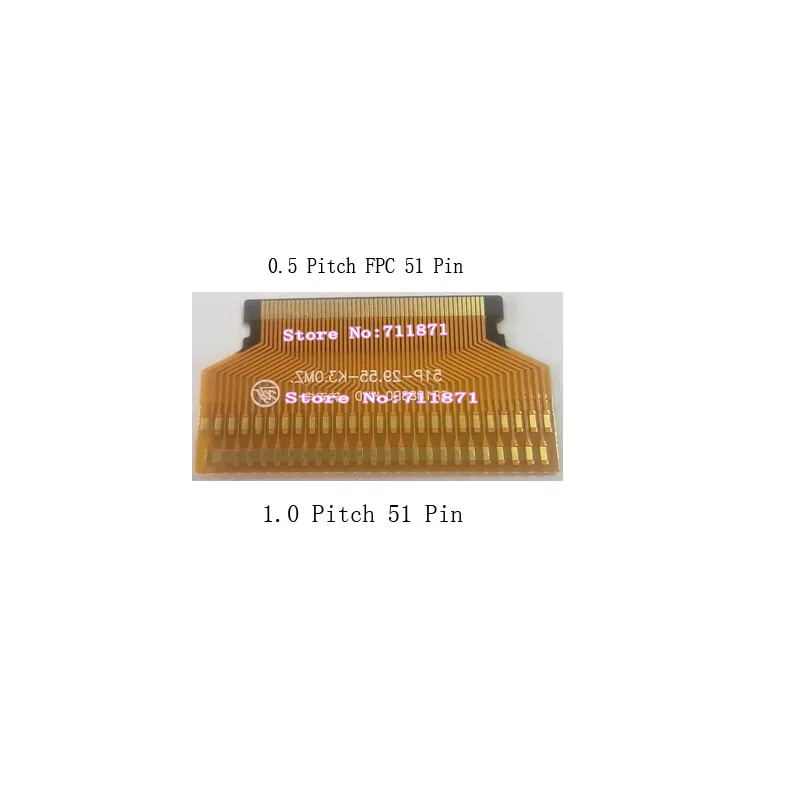 Adaptador soldado do conector, linha do cabo da tela do Lcd, fio da tela da solda, FPC, 0,5 passo, 51 P, 51 Pin