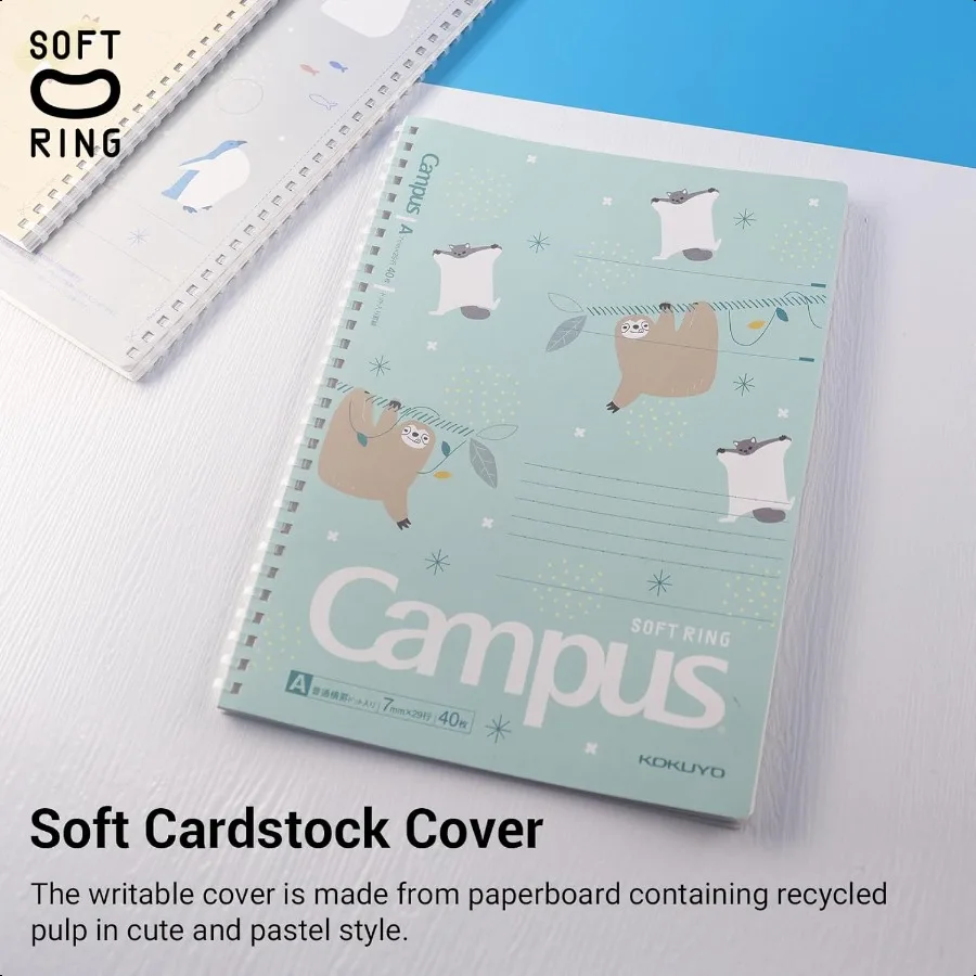 Caderno espiral diário 3 pacote campus b5 caderno de anel macio com pontilhado uma régua de 7mm 40 folhas animal bonito 1 assunto caderno em