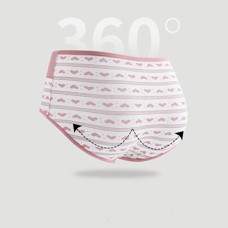 1 قطعة القطن الخالص عالية الخصر فتاة الحب طباعة سراويل طالب الملابس الداخلية تنفس Underpant حجم كبير اللباس الداخلي الإناث سلس موجز