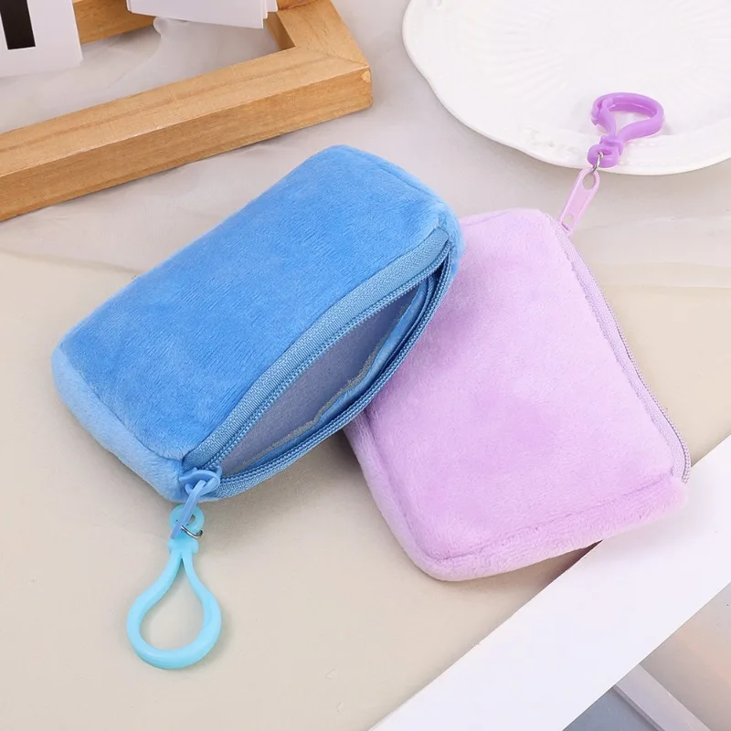 Süßigkeiten Farbe Plüsch Mini Geldbörse niedliche Brieftasche für Mädchen Make-up Tasche Reiß verschluss Rechteck Clutch Taschen kawaii tragbare Kopfhörer tasche