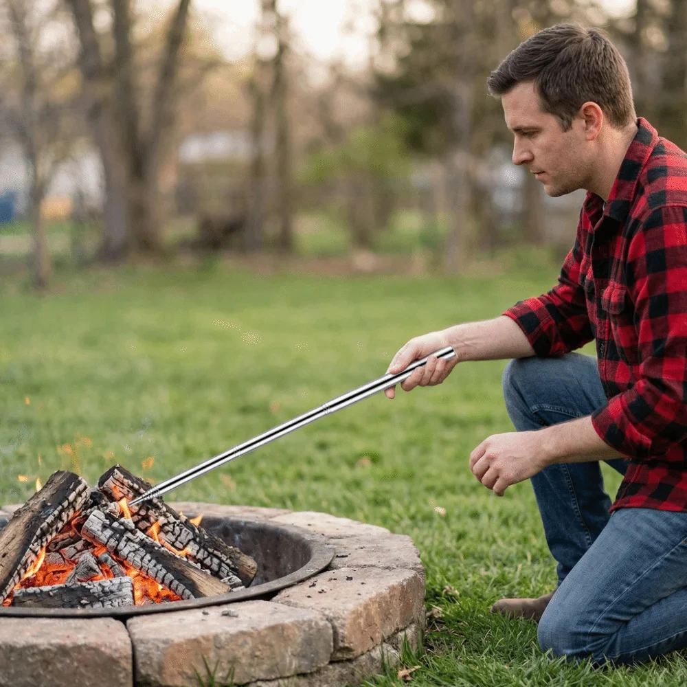 Practical Stainless Steel Fire Blowing Tube Telescopic Windproof Pocket Bellow High Effective Portable Fire Blower Pipe Camping