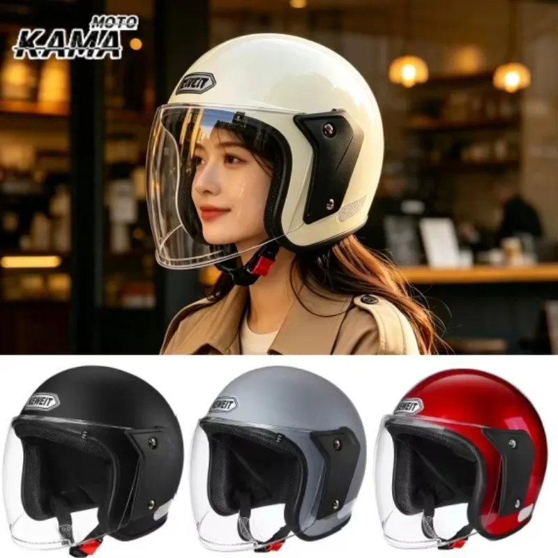 HOT Motorcycle Helmet Men Woman Electric Riding Lens Helmet Four Seasons Comfortable Ventilation Adjustable Safety Helmet