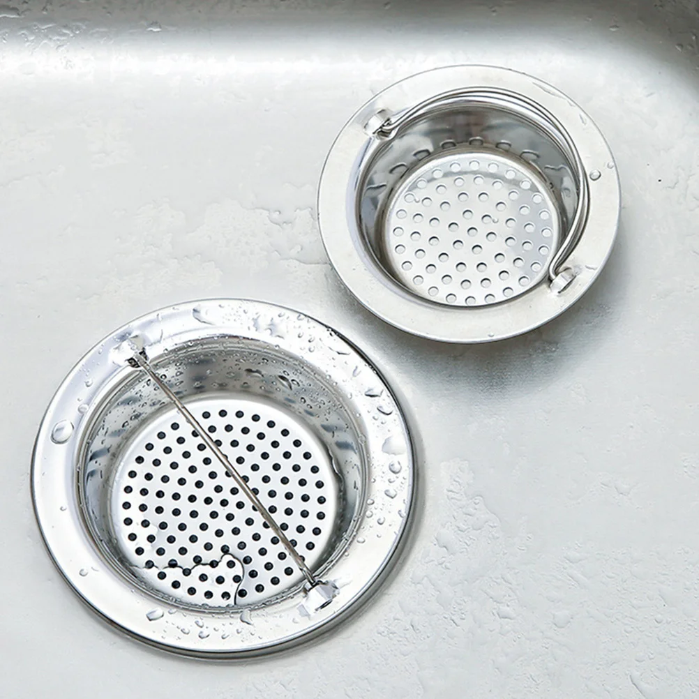 

2Pcs Stainless Steel Sink Drain Filter Basket Heavy Duty Micro-Perforated Kitchen Bathroom Laundry Utility Sink Strainer