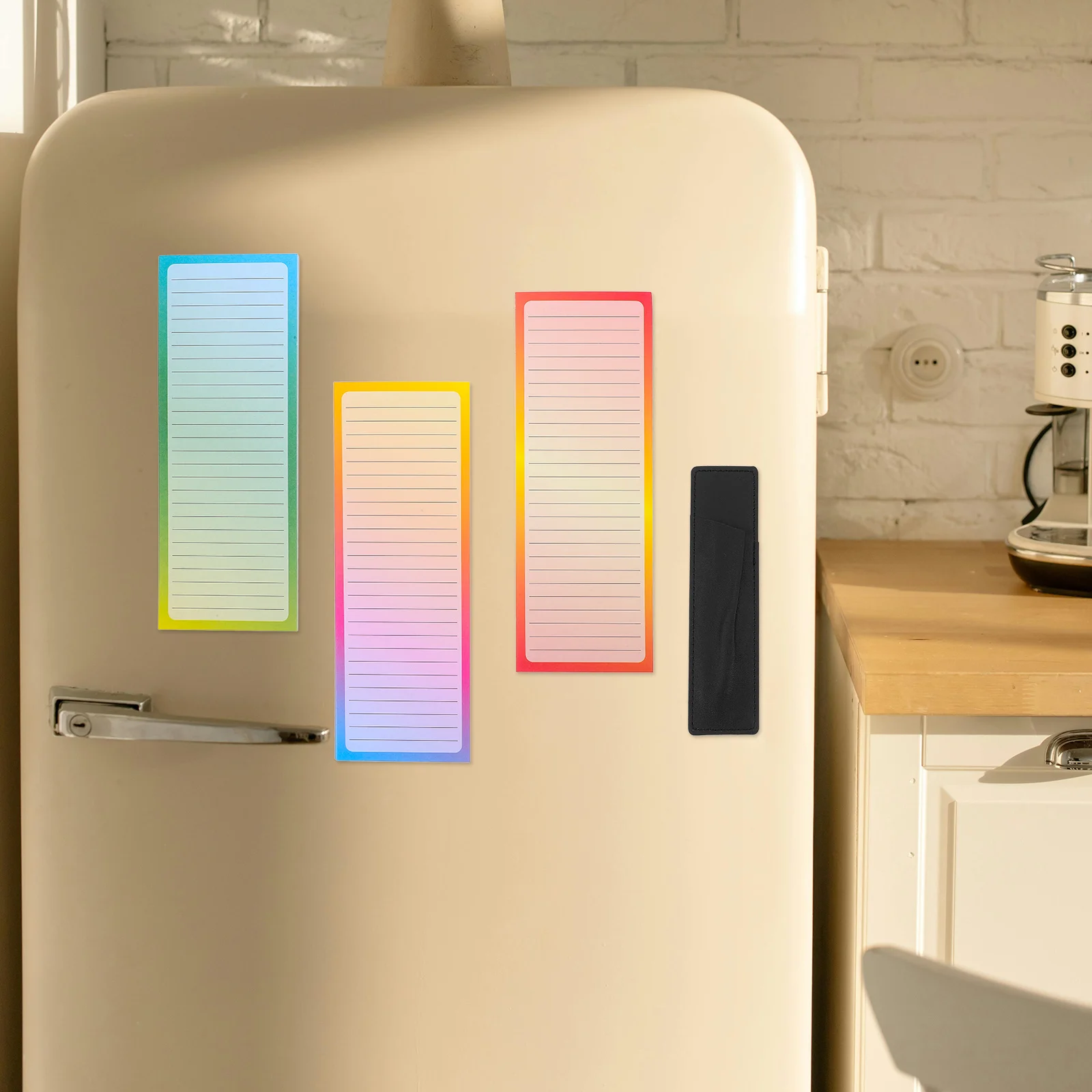 

1Set Fridge Magnetic Notepad with Pen Holder 150 Page Colorful Shopping List Pad for Meal Prep Task Reminder Appointment