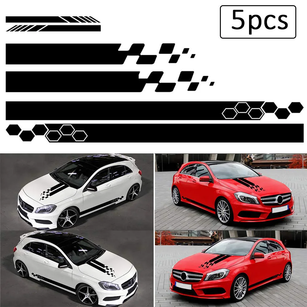 Vinyl 5 Pieces Car Side Stickers for Auto Body Racing Sports Decals Waterproof and Long Lasting for Vehicle Exterior Decoration